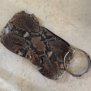 Real Leather Python Print Pochette  Wristlet